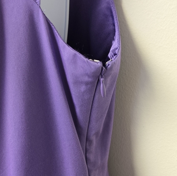 Elie Tahari Roxanna Poplin Ruffle Neck Trim Dress Prism Lilac 14 - Picture 8 of 15